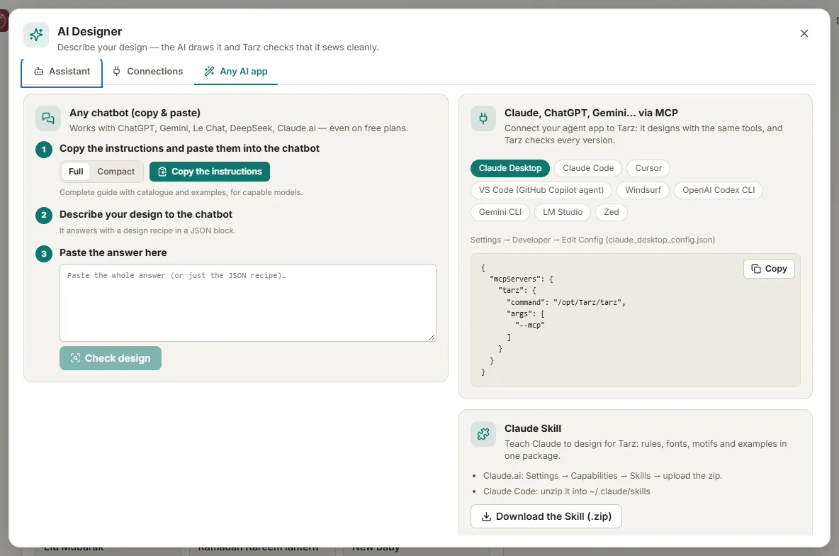 Design with Claude Desktop, Cursor or ChatGPT (MCP and other AI apps)