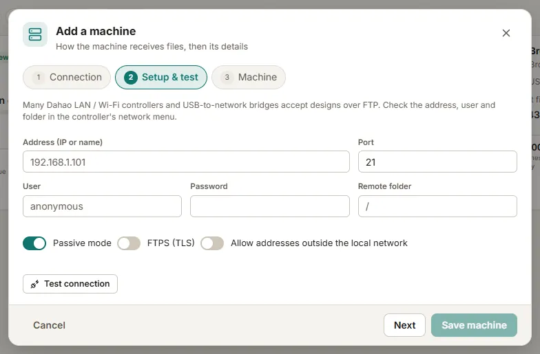 Adding a machine